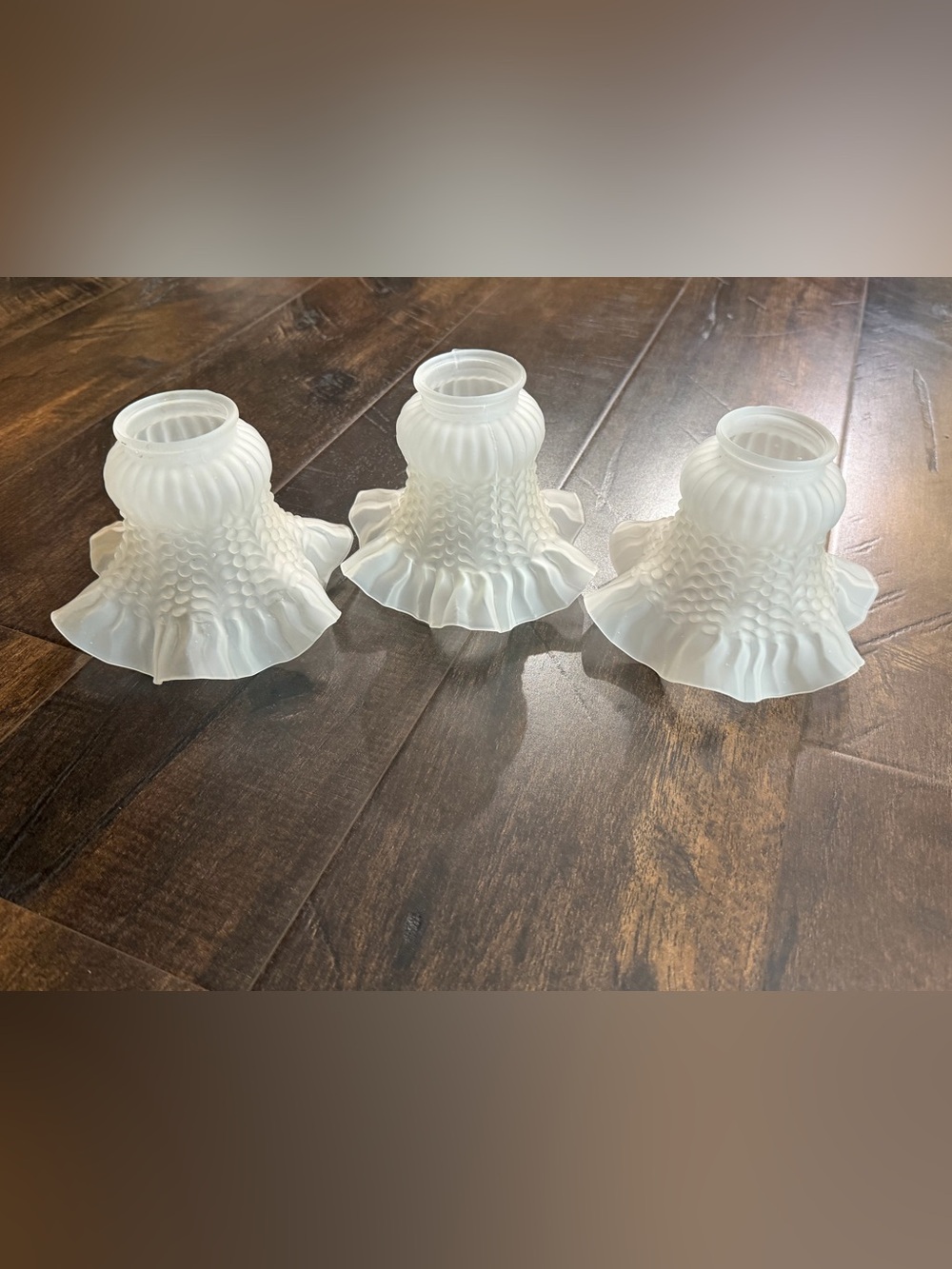 Vintage Frosted Glass Ruffled Lamp Shade - Home Accents